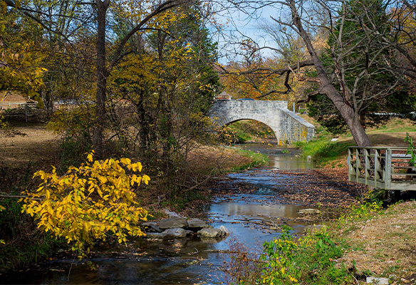 Historic and picturesque Maeystown Bridge in Maeystown, IL